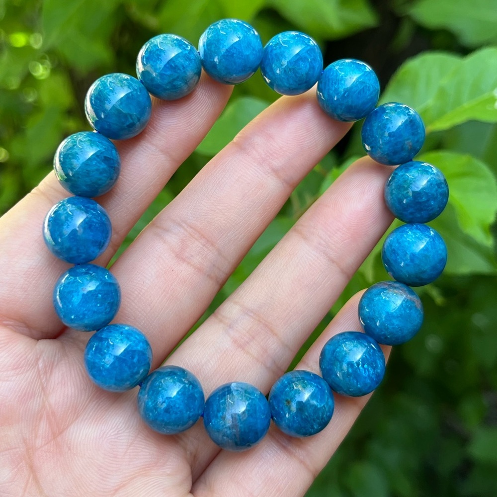 12mm strechable blue apatitite‎ bracelet